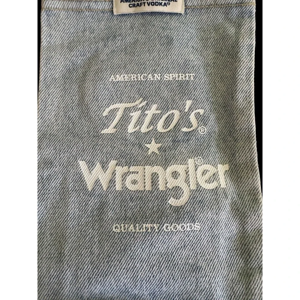 Tito's Handmade Vodka Wrangler Denim Bottle Sleeve Bag Drawstring New No Bottle